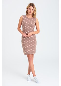 Beżowa sukienka damska na ramiączka w kropki ze sklepu 5.10.15 w kategorii Sukienki - zdjęcie 169698770