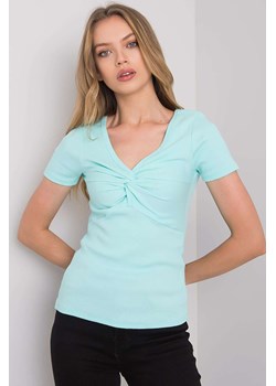 Miętowa bluzka z krótkim rękawem ze sklepu 5.10.15 w kategorii Bluzki damskie - zdjęcie 169698922