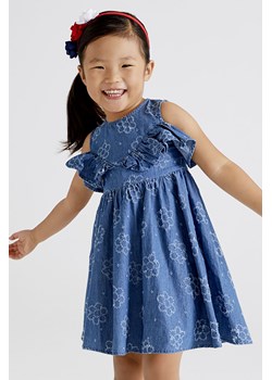 Sukienka z ozdobnymi rękawami - niebieska w kwiatki ze sklepu 5.10.15 w kategorii Sukienki dziewczęce - zdjęcie 169699002