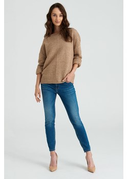 Sweter nierozpinany damski w prążki - beżowy ze sklepu 5.10.15 w kategorii Swetry damskie - zdjęcie 169699020