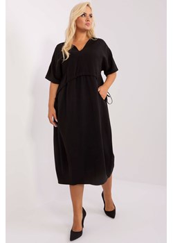 Czarna sukienka damska plus size z dekoltem V ZULUNA ze sklepu 5.10.15 w kategorii Sukienki - zdjęcie 169699040