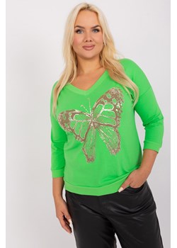 Bawełniana bluzka plus size z printami jasny zielony ze sklepu 5.10.15 w kategorii Bluzki damskie - zdjęcie 169699223