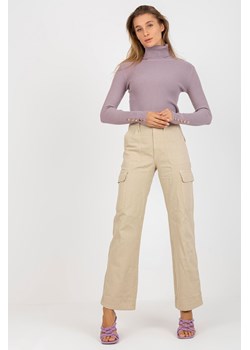 Jasnofioletowy prążkowany sweter z golfem i guzikami ze sklepu 5.10.15 w kategorii Swetry damskie - zdjęcie 169699224