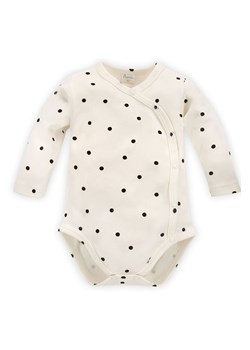 Bawełniane body niemowlęce rozpinane z długim rękawem z nadrukiem - ecru ze sklepu 5.10.15 w kategorii Body niemowlęce - zdjęcie 169699291