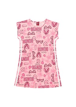 Różowa bawełniana sukienka dziewczęca z krótkim rękawkiem ze sklepu 5.10.15 w kategorii Sukienki dziewczęce - zdjęcie 169699330