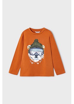 Pomarańczowa bawełniana bluzka chłopięca z niedźwiedziem ze sklepu 5.10.15 w kategorii T-shirty chłopięce - zdjęcie 169699383