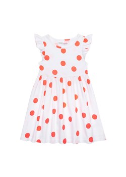 Biała sukienka bawełniana w pomarańczowe grochy ze sklepu 5.10.15 w kategorii Sukienki dziewczęce - zdjęcie 169699501