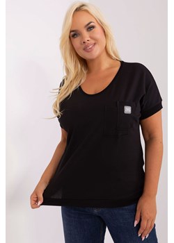 Czarna bluzka damska plus size z okrągłym dekoltem ze sklepu 5.10.15 w kategorii Bluzki damskie - zdjęcie 169699504