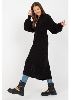 RUE PARIS Czarny długi kardigan z dodatkiem wełny ze sklepu 5.10.15 w kategorii Swetry damskie - zdjęcie 169699590
