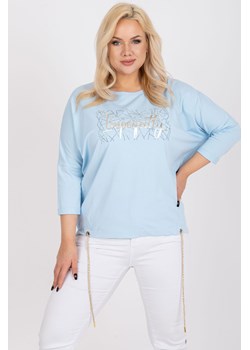 Jasnoniebieska bluzka plus size z rękawem 3/4 ze sklepu 5.10.15 w kategorii Bluzki damskie - zdjęcie 169699601