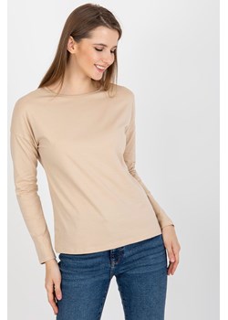 Beżowa bluzka longsleeve z bawełny BASIC FEEL GOOD ze sklepu 5.10.15 w kategorii Bluzki damskie - zdjęcie 169699680