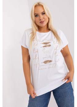 Biała bawełniana bluzka plus size z nadrukiem ze sklepu 5.10.15 w kategorii Bluzki damskie - zdjęcie 169699880