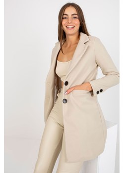 Jasnobeżowy klasyczny płaszcz z zapięciem na guziki Dalida ze sklepu 5.10.15 w kategorii Płaszcze damskie - zdjęcie 169700083
