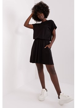 Czarna mini sukienka damska basic z bawełny RUE PARIS ze sklepu 5.10.15 w kategorii Sukienki - zdjęcie 169700113
