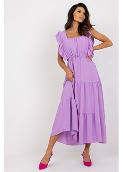 Jasnofioletowa sukienka z falbaną o długości midi ze sklepu 5.10.15 w kategorii Sukienki - zdjęcie 169700170