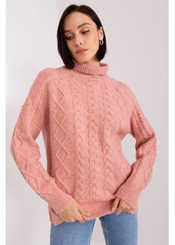 Damski sweter z warkoczami ciemny różowy ze sklepu 5.10.15 w kategorii Swetry damskie - zdjęcie 169700290