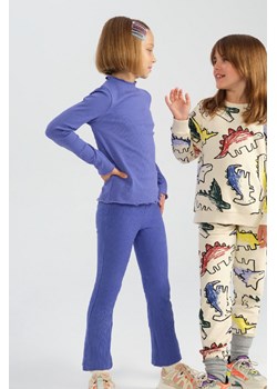 Spodnie flare dla dziewczynki - fioletowe w prążki - Limited Edition ze sklepu 5.10.15 w kategorii Spodnie dziewczęce - zdjęcie 169700521