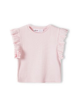 Dziewczęca bluzka z krótkim rękawem i falbanką- różowa ze sklepu 5.10.15 w kategorii Bluzki dziewczęce - zdjęcie 169700630