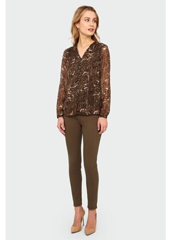 Bluzka damska z długim rękawem we wzorki - brązowa ze sklepu 5.10.15 w kategorii Bluzki damskie - zdjęcie 169700773