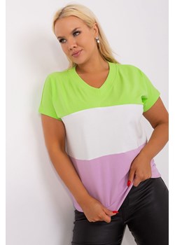 Jasnozielono-jasnofioletowa bluzka damska plus size ze sklepu 5.10.15 w kategorii Bluzki damskie - zdjęcie 169700934