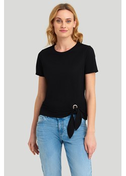 T-shirt damski z ozdobnym wiązaniem czarny ze sklepu 5.10.15 w kategorii Bluzki damskie - zdjęcie 169701092