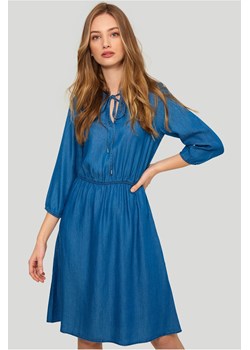 Sukienka damska midi z rękawem 7/8 niebieska ze sklepu 5.10.15 w kategorii Sukienki - zdjęcie 169701313