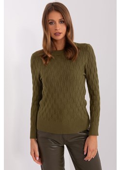 Sweter klasyczny z bawełną khaki ze sklepu 5.10.15 w kategorii Swetry damskie - zdjęcie 169701511