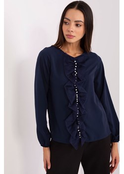 Granatowa damska bluzka wizytowa z perełkami ze sklepu 5.10.15 w kategorii Bluzki damskie - zdjęcie 169701520