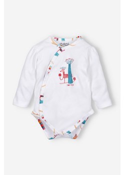 Białe body niemowlęce kopertowe z bawełny organicznej z nadrukiem ze sklepu 5.10.15 w kategorii Body niemowlęce - zdjęcie 169701632