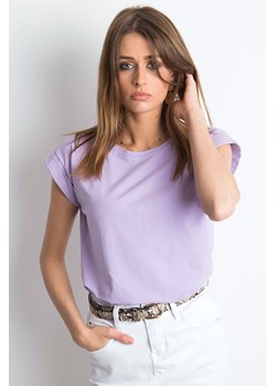 Gładki t-shirt damski jasnofioletowy ze sklepu 5.10.15 w kategorii Bluzki damskie - zdjęcie 169701744