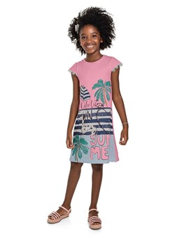 Sukienka z krótkim rękawem z napisem Summer - różowa ze sklepu 5.10.15 w kategorii Sukienki dziewczęce - zdjęcie 169701854