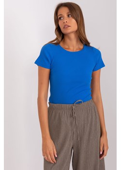Ciemnoniebieska prążkowana bluzka basic ze sklepu 5.10.15 w kategorii Bluzki damskie - zdjęcie 169701894