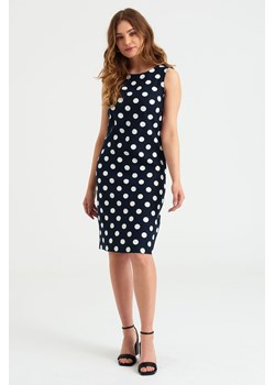 Lniana Sukienka z odkrytymi ramionami w białe kropki czarna ze sklepu 5.10.15 w kategorii Sukienki - zdjęcie 169702070