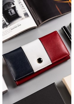 Peterson wielokolorowy, skórzany portfel damski na zatrzask- czerwień ze sklepu 5.10.15 w kategorii Portfele damskie - zdjęcie 169702132