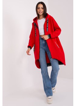 Czerwona długa bluza damska rozpinana z suwakiem ze sklepu 5.10.15 w kategorii Bluzy damskie - zdjęcie 169702153