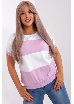 Ecru-jasnozielona bluzka damska plus size w paski ze sklepu 5.10.15 w kategorii Bluzki damskie - zdjęcie 169702413