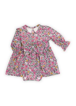 Sukienko-body bawełniane z długim rękawem w kwiatki Lea ze sklepu 5.10.15 w kategorii Body niemowlęce - zdjęcie 169702664