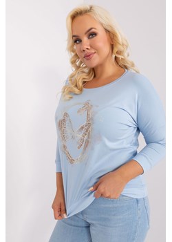 Bluzka damska plus size z nadrukiem jasny niebieski ze sklepu 5.10.15 w kategorii Bluzki damskie - zdjęcie 169702730