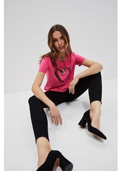 T-shirt damski z cekinami różowy ze sklepu 5.10.15 w kategorii Bluzki damskie - zdjęcie 169702744