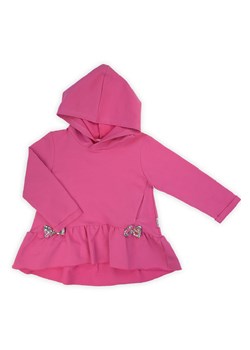 Różowa bluza dresowa dla dziewczynki z kokardkami i kapturem ze sklepu 5.10.15 w kategorii Bluzy dziewczęce - zdjęcie 169702992