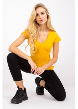 T-shirt damski w serek jasnopomarańczowy ze sklepu 5.10.15 w kategorii Bluzki damskie - zdjęcie 169703490