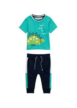 Komplet niemowlęcy bawełniany zielony- T-shirt i dresy ze sklepu 5.10.15 w kategorii Komplety niemowlęce - zdjęcie 169703673