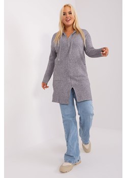 Szary długi sweter plus size z suwakiem ze sklepu 5.10.15 w kategorii Swetry damskie - zdjęcie 169703703