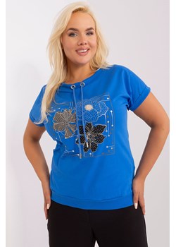 Ciemnoniebieska bluzka plus size z nadrukiem ze sklepu 5.10.15 w kategorii Bluzki damskie - zdjęcie 169703833