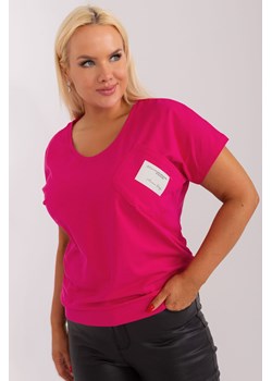 Fuksjowa bluzka plus size z kieszonką ze sklepu 5.10.15 w kategorii Bluzki damskie - zdjęcie 169704320