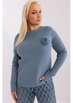 Casualowy sweter plus size z dzianiny szaro-niebieski ze sklepu 5.10.15 w kategorii Swetry damskie - zdjęcie 169704323