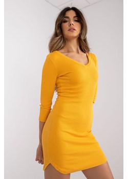 Dopasowana sukienka z długim rękawem - pomarańczowa ze sklepu 5.10.15 w kategorii Sukienki - zdjęcie 169704622