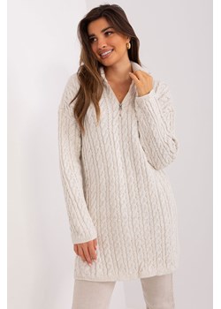 Jasnobeżowy luźny sweter z wełną w warkocze ze sklepu 5.10.15 w kategorii Swetry damskie - zdjęcie 169704674