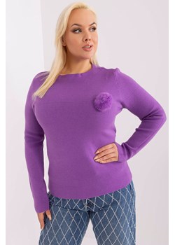 Casualowy sweter plus size z dzianiny fioletowy ze sklepu 5.10.15 w kategorii Swetry damskie - zdjęcie 169704852