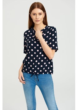 T-shirt damski z wiskozy w kropki czarny ze sklepu 5.10.15 w kategorii Bluzki damskie - zdjęcie 169705001